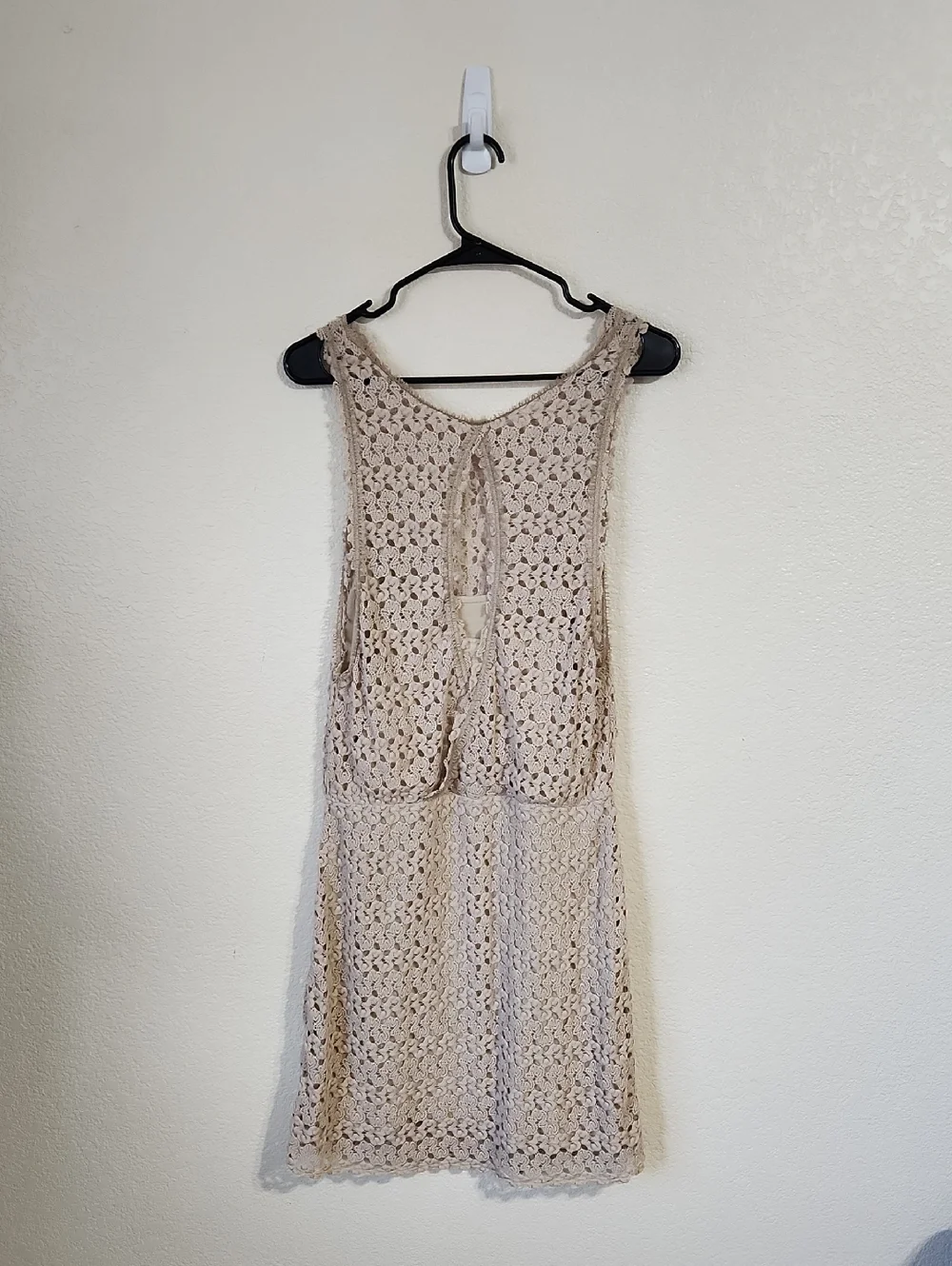 Free People Lily Lace Crochet Blouson Mini Dress in Natural Size Medium - Picture 5 of 11